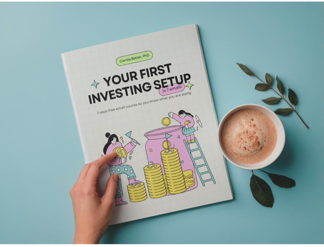 Book box showing a woman's hand holding a book besides a coffee mug, 7-day free email course.